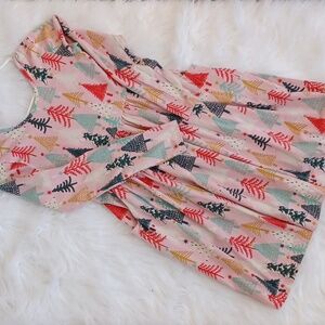 Hanna Andersson Skater Dress. Christmas Tree Print. Pink